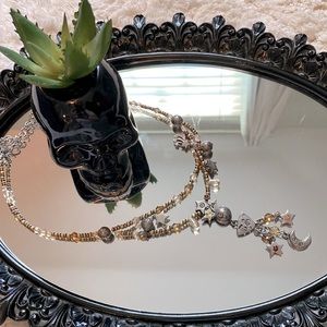 Chicos Adjustable Beaded Charm Necklace